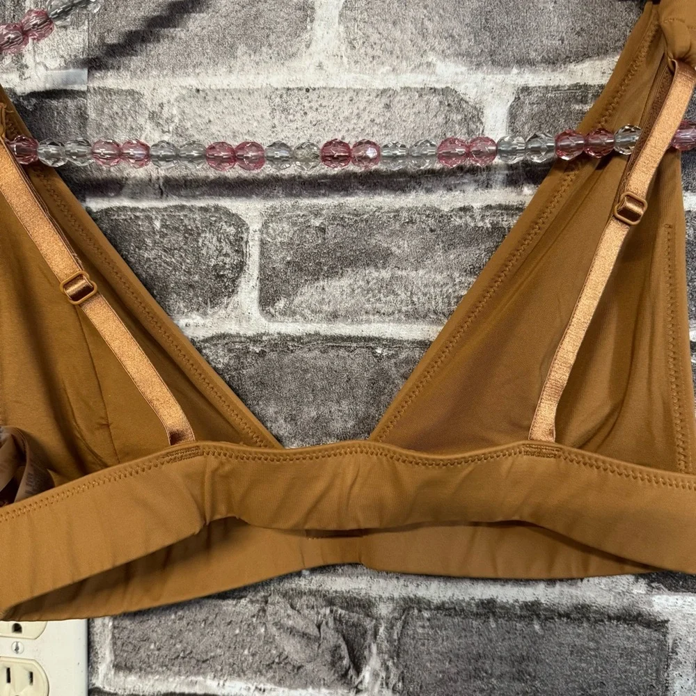 Skims swim plunge bikini top almond tan